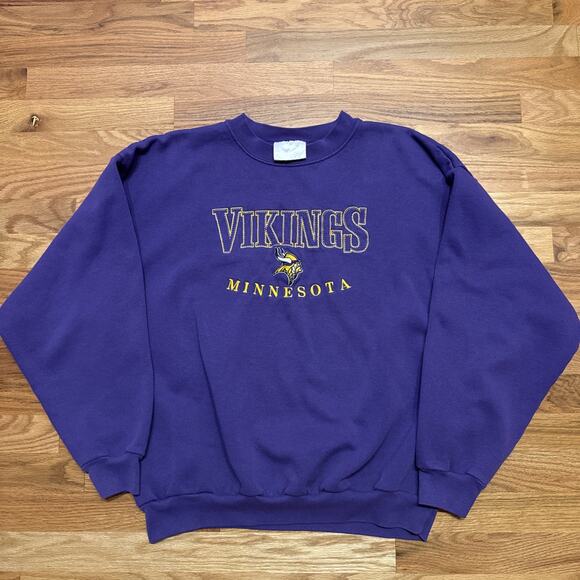 Logo Athletic Other - VTG 90s Minnesota Vikings Embroidered Crewneck Sweatshirt Size XL Purple